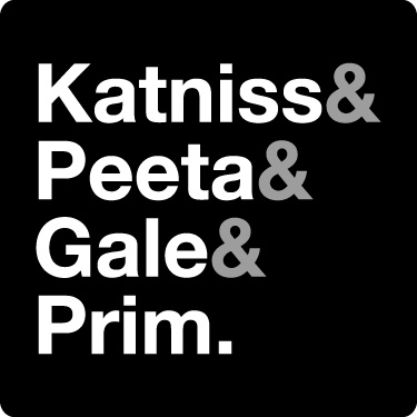 Katniss, Peeta, Gale, & Prim District 12 T-Shirt (Gray, White)