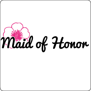 Maid of Honor T-Shirt (Flower, Hot Pink,Blk)